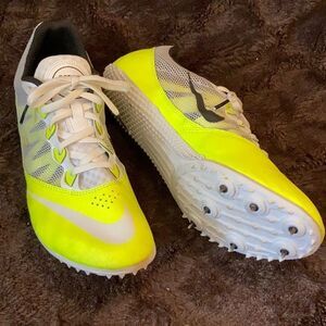 NIKE ZOOM Rival Cleat Track Sprint Racing Shoes 616313-702 Yellow/White 11.5 EUC